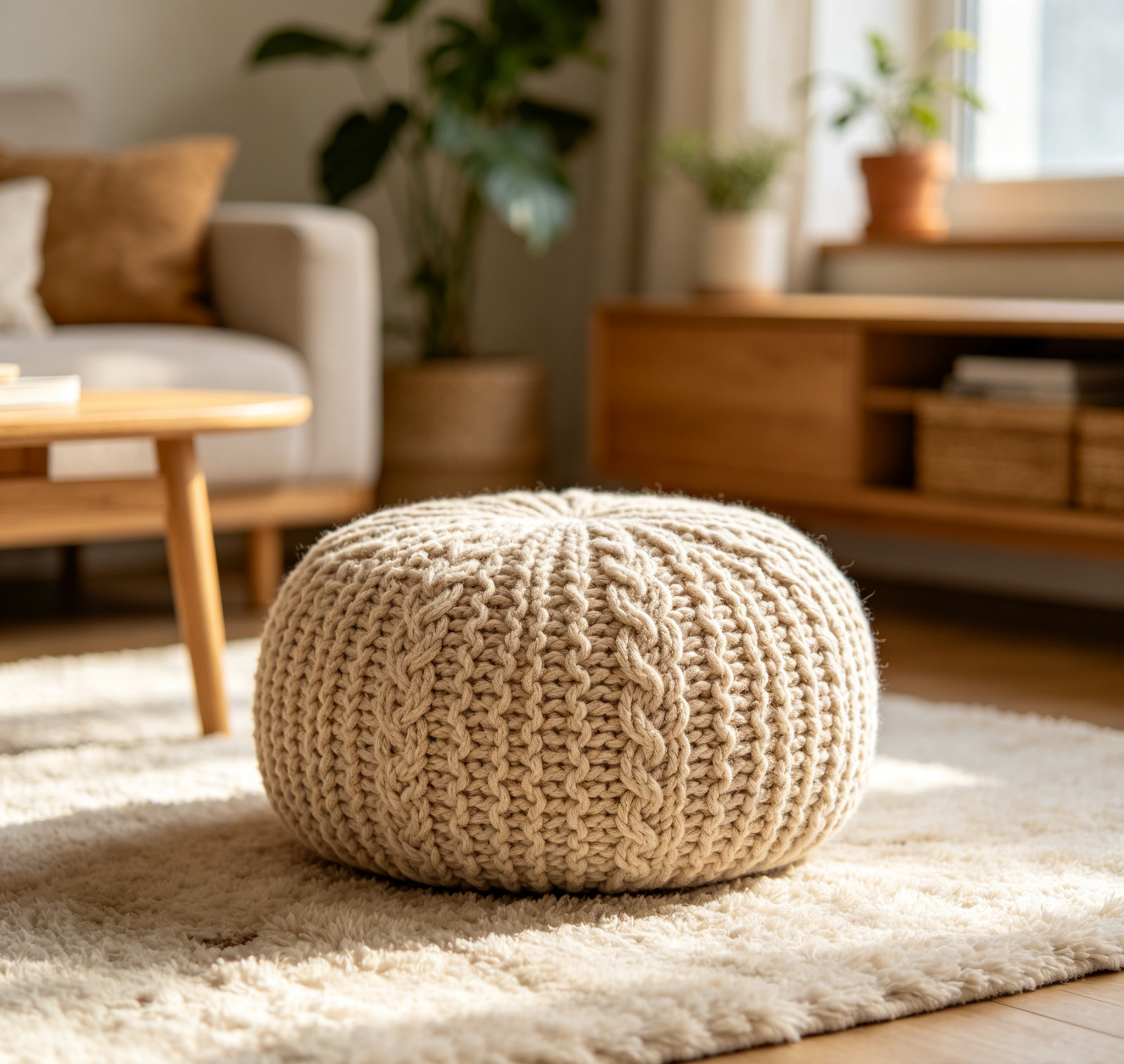 Knitted Pouf Footstool