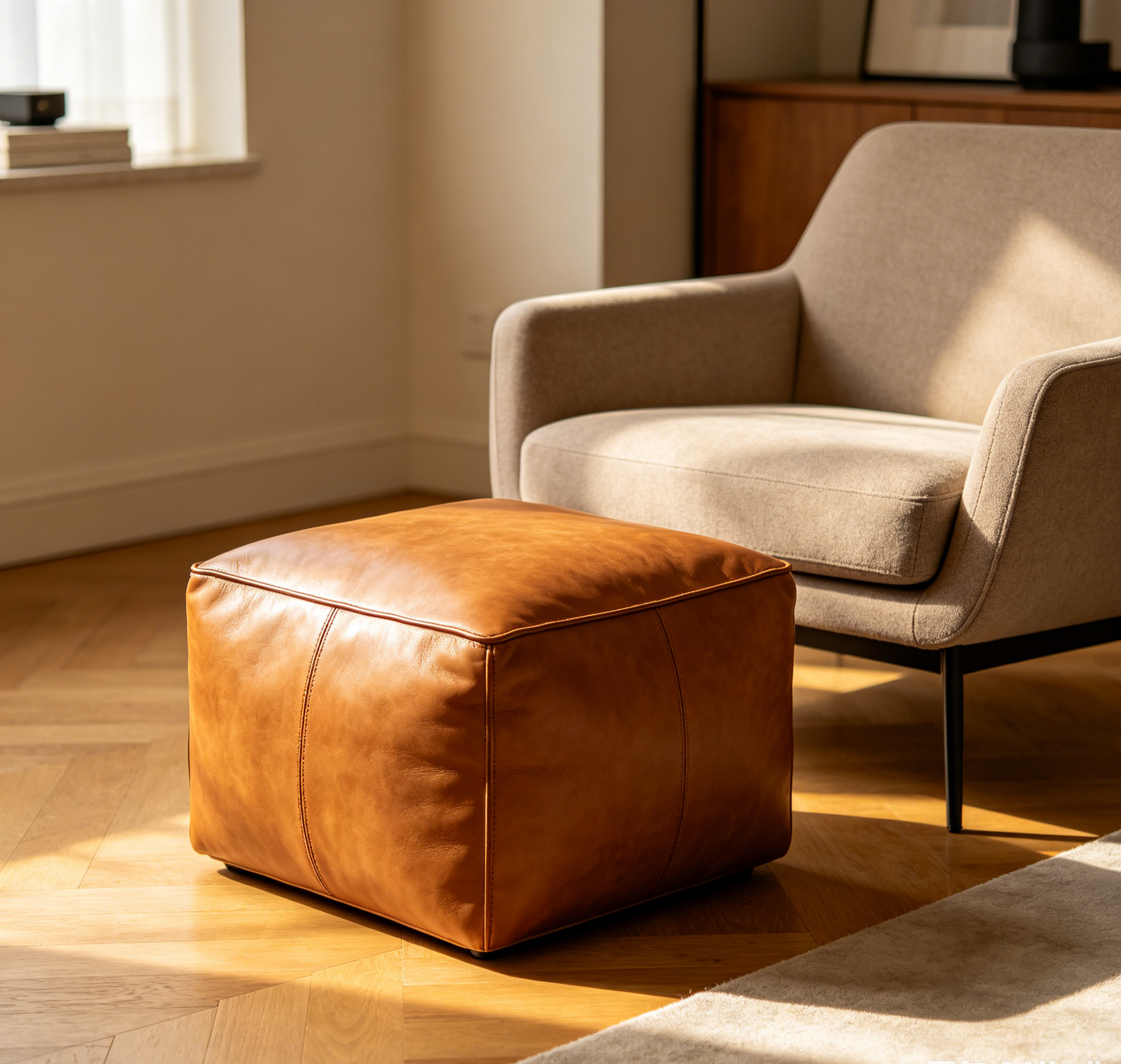 Faux Leather Footstool